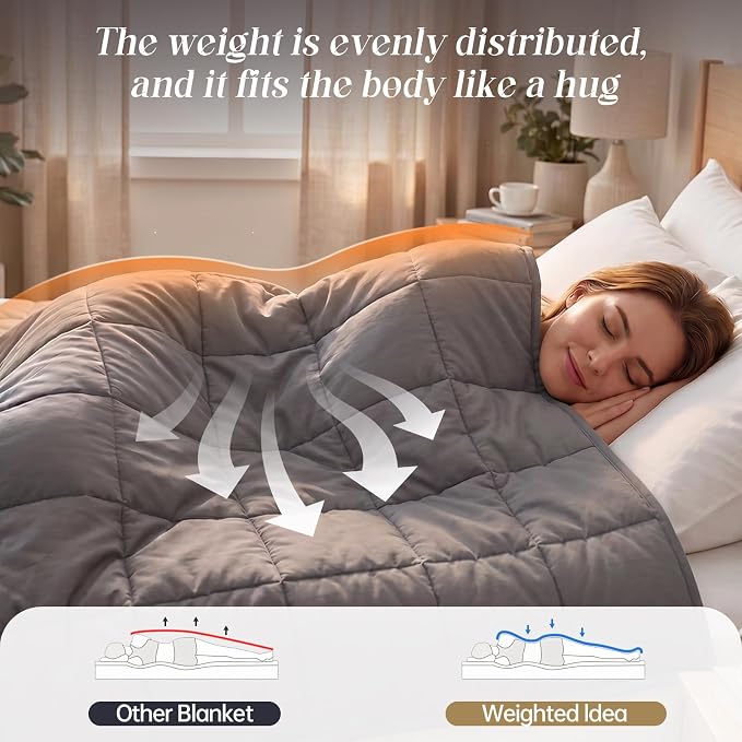 Smart Queen Weighted Blanket for Adults (15 lbs, 60” x 80”, Queen Size) Breathable Heavy Throw Blanket for 120-160 lbs, Soft Thick Blankets with Cooling Glass Beads, All Season, Machine Washable, Grey
