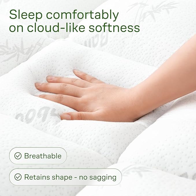 Niagara Sleep Solution Ultra Soft & Cooling Mattress Topper - Twin Size | Rayon Derived from Bamboo, Pillow Top Mattress Pad, 20" Deep Pocket, Back Pain Relief, Perfect for Hot Sleepers, White