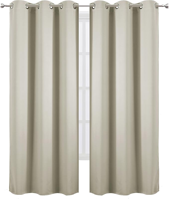 Light Beige Thermal Blackout Curtains/38 x 84 Inch/Set of 2 Panels Room Darkening Curtains for Bedroom