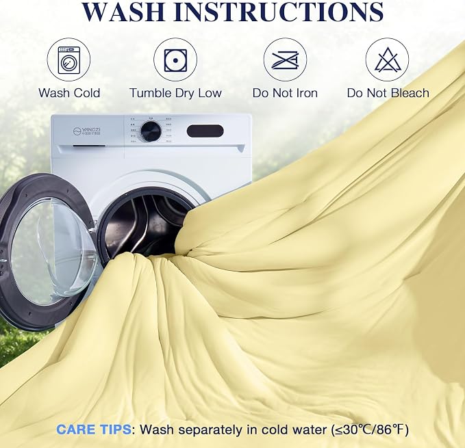 Cooling Queen Comforter Set, Lightweight Summer Comforter for Hot Sleeper, Reversible Bedding with ICY Cooling Surface, Includes 1 Comforter (90"x90") and 2 Shams (20"x 26"), Cream Yellow