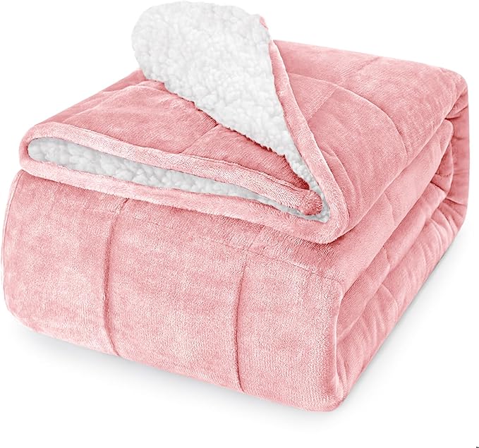 yescool Weighted Blanket for Adults (15 lbs, 60" x 80", Hot Pink) Heavy Blanket for Sleeping Perfect for 140-160 lbs, Queen Size Breathable Blanket with Premium Glass Bead, Machine Washable