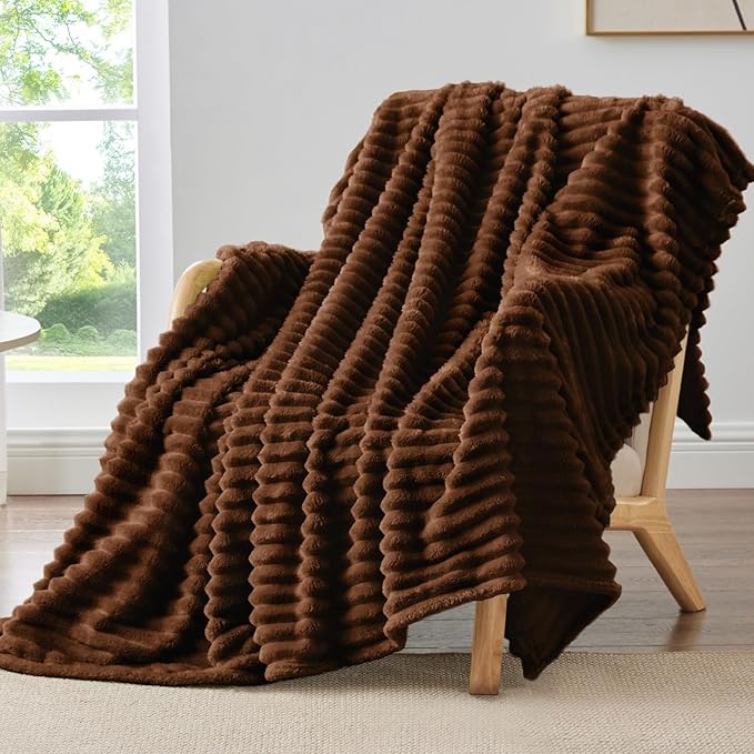 BEDELITE Ribbed Fleece Throw Blanket for Couch, Chocolate Brown, 50"x70" | Ultra-Soft Plush Fleece, Warm Yet Lightweight, Ribbed Texture, Home Decor, Machine Washable, Giftable, All-Season Use