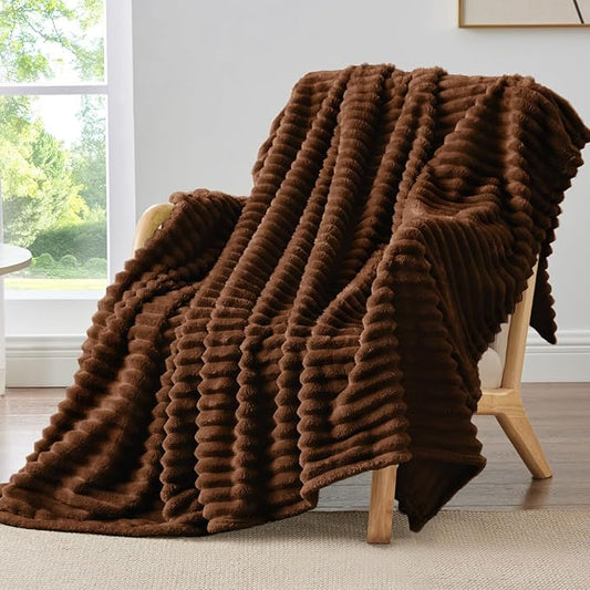 BEDELITE Ribbed Fleece Throw Blanket for Couch, Chocolate Brown, 50"x70" | Ultra-Soft Plush Fleece, Warm Yet Lightweight, Ribbed Texture, Home Decor, Machine Washable, Giftable, All-Season Use