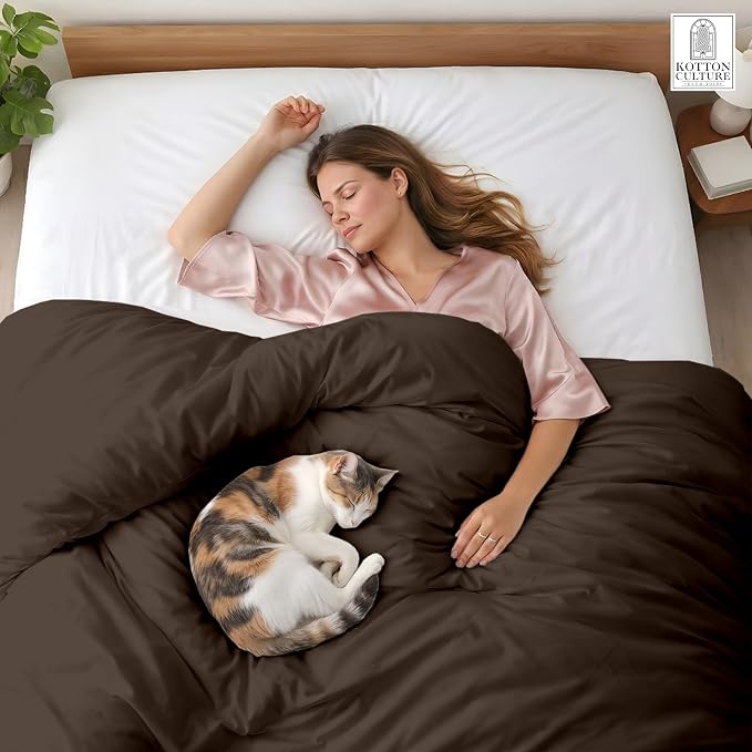 1 Pc 120"x120" Duvet Cover Super King Plus/Super Oversize King Size 100% Egyptian Cotton - 600 TC Comforter Cover, Zipper Closure & Corner Ties -Fits Only Extra Large Inserts -Chocolate