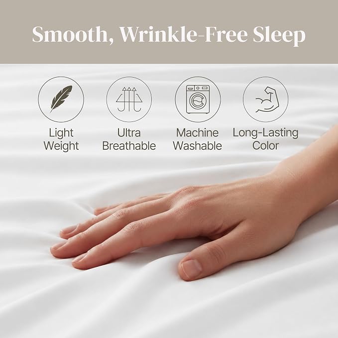 Modern Threads Soft Microfiber Solid Sheets - Luxurious Microfiber Bed Sheets - Includes Flat Sheet, Fitted Sheet with Deep Pockets, & Pillowcases White Twin