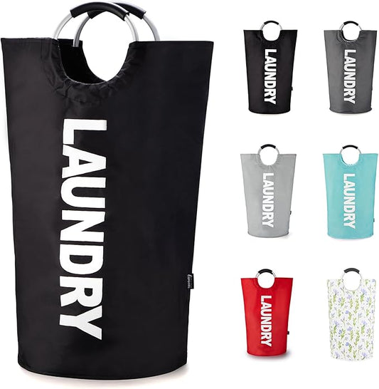 Caroeas Tall Laundry Basket 90L, Large Hamper, Freestanding Laundry Bag | Collapsible waterproof Oxford laundry bag for dorm, laundromat and travel, 13 Colors, Foldable Laundry Bag, Padded Handles