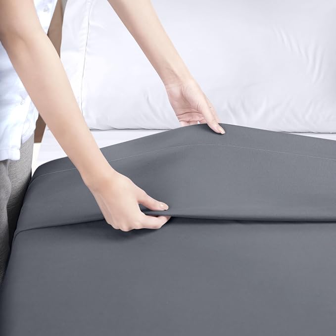 Twin XL Size Flat Sheet Only Pack of 6, Ultra Soft Hotel Sheets, Grey | Hotel Bedding, Cooling Comfort, Smooth Feel, Wrinkle & Fade Resistant, Easy Care, Long-Lasting, Machine Washable, OEKO-TEX