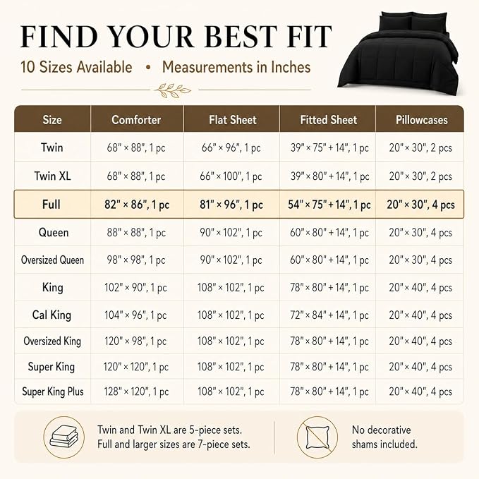 Full Size Comforter Sets French Grey - 7 Pieces Bed in a Bag | OEKO-TEX Certified, All-Season, Bedroom, Guest Room, Down-Alternative Comforter + Flat & Fitted Sheets + 4 Pillowcases