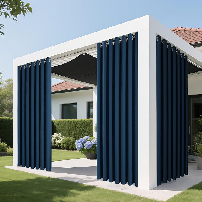 Joydeco Blackout Patio Sliding Door Curtains, Privacy Room Divider Curtains | Extra Wide Thermal Blackout Curtains for Bedroom Living Room, Curtain for Patio Door (Navy Blue, 60Wx108L, 1 Panel)