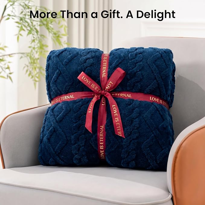 Drewin 20lbs Weighted Blanket Queen Size for Adults,Dark Navy,60" x 80" | Stress Relief & Promotes Sleep,Cozy Heavy Throw Blankets,Soft Jacquard Sherpa with Glass Beads,Machine Washable