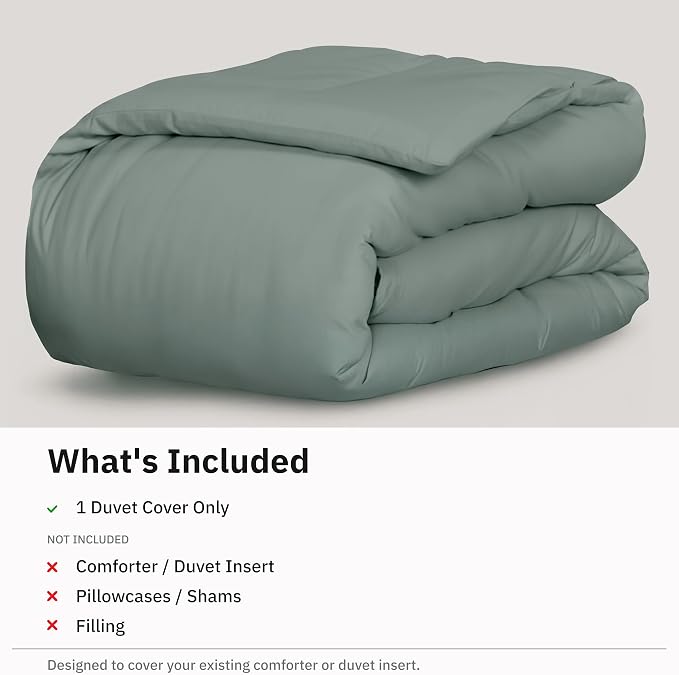California Design Den 100% Cotton Sateen Twin XL Duvet Cover, Sage Green | Duvet Cover Only, Comforter Not Included, Backed by Good Housekeeping Seal, Button Closure & Corner Ties