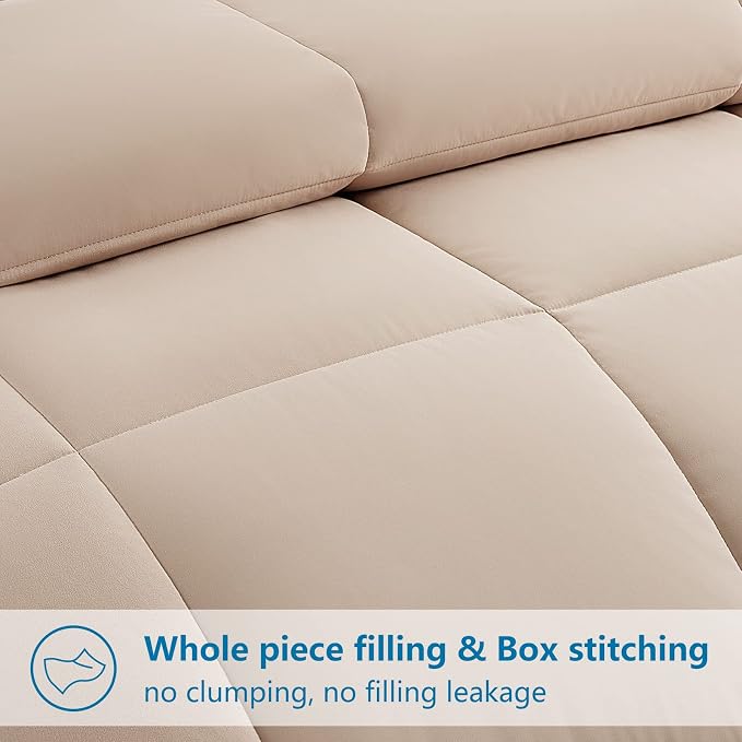 EASELAND California King Down Alternative Comforter, Beige, 96x104 | Quilted Duvet Insert for All Seasons, Soft Lightweight Bedding with Corner Tabs, Breathable Machine Washable Hotel Quality