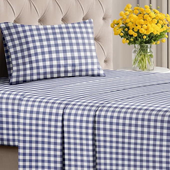 Twin 3 Piece Striped Sheet Set - Soft, Breathable & Cooling - Countryside | 1 Flat, 1 Fitted & 1 Pillowcase w/ Deep Pockets, Luxury Striped Bedding, Soft, Breathable & Cooling, Wrinkle & Fade Free