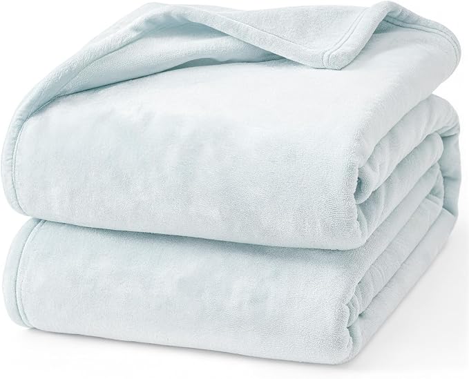 Hansleep Full Ice Blue Fleece Blanket, Soft Flannel Bed Blanket | Fuzzy Cozy Blanket 84x90 Inches, Multi-use for Bed, Sofa, Couch, Travel, Camping, All Season Warm Lightweight Cover