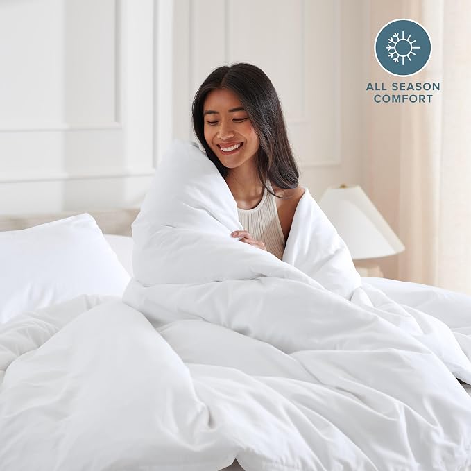 Bare Home Duvet Cover Set 1800 Ultra-Soft (Queen, White) | Lightweight, Cooling, Breathable, Premium 1800 Ultra-Soft, All-Season