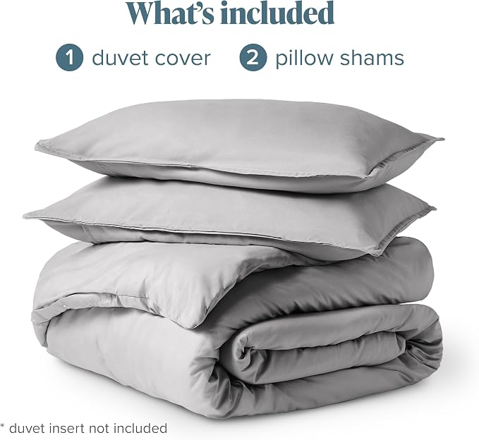Bare Home Bedding Duvet Cover Queen Size - Premium 1800 Super Soft Collection - Lightweight, Cooling - Soft Breathable Bedding Duvet Cover (Queen, Light Grey) | Lightweight, Cooling, Breathable, Premium 1800 Ultra-Soft, All-Season