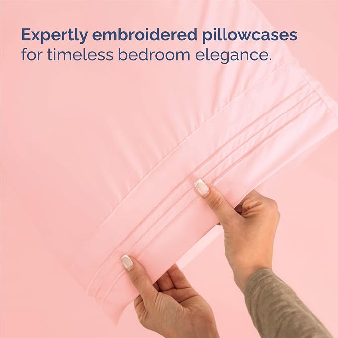 King Size 4 Piece Sheet Set - Comfy Breathable & Cooling Sheets - Baby Pink | Hotel Luxury Bed Sheets for Women & Men, Deep Pockets, Easy-Fit, Extra Soft and Wrinkle Free Sheets, Oeko-Tex Bed Sheet Set
