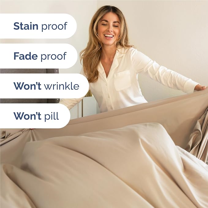Full Size 4 Piece Sheet Set - Comfy Breathable & Cooling Sheets - Cream | Hotel Luxury Bed Sheets for Women & Men, Deep Pockets, Easy-Fit, Extra Soft and Wrinkle Free Sheets, Oeko-Tex Bed Sheet Set