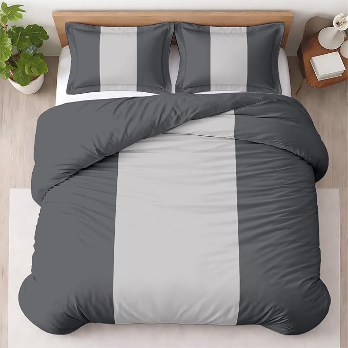 3 Pc Twin Size Duvet Cover Set- 100% Egyptian Cotton 600 TC Ultra Soft Premium Durable Comforter Cover Zipper Closure & Corner Ties (Dashing Grey, Twin/Twin XL 68" X 90")
