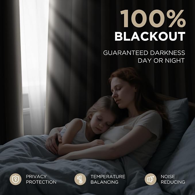 Joydeco 100% Blackout Curtains Velvet Black Out Curtain 96 Inch Drapes | for Bedroom Living Room, Heat and Light Blocking, Thermal Insulated Luxury Heavy Duty Curtain 2 Panels Back Tab&Rod Pocket