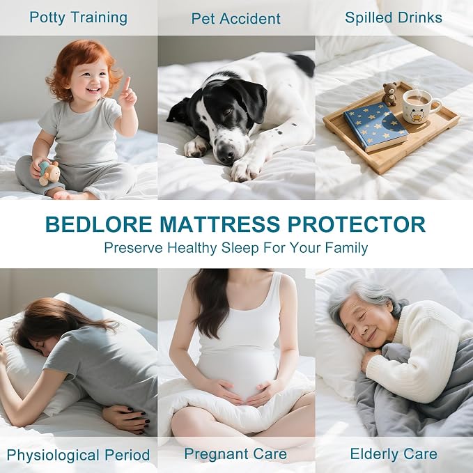 Waterproof King Size Mattress Protector with Deep Pockets, Gray | Breathable Noiseless Soft Fitted Bed Cover, Fits 8"-21" Deep Mattresses, Pet & Urine Resistant, Machine Washable