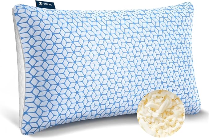 Love Attitude Bed Pillow Queen Size 1 Pack, Shredded Memory Foam Pillow Adjustable，Cooling Pillow Soft and Supportive for Side Back Stomach Sleepers