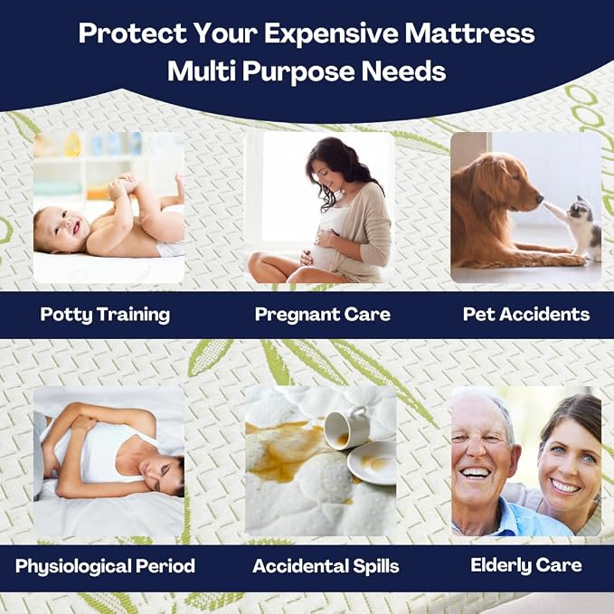 Bamboo Cooling Mattress Protector with Zipper - 100% Waterproof Twin Size Mattress Cover - Ultra Soft Jacquard Fabric Breathable Noiseless Mattress Pad Covers - Zippered Mattress Encasement