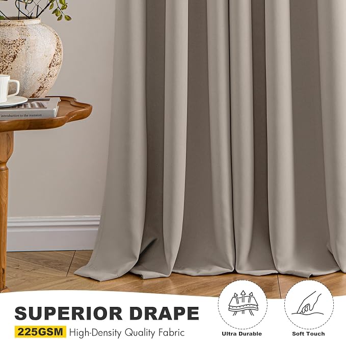 MIULEE Blackout Curtains for Bedroom 2 Panels 40 x 84 Inch Long Stone | Thermal Insulated, Living Room Darkening Grommet Drapes, Noise Reducing, Light Blocking Window Treatments