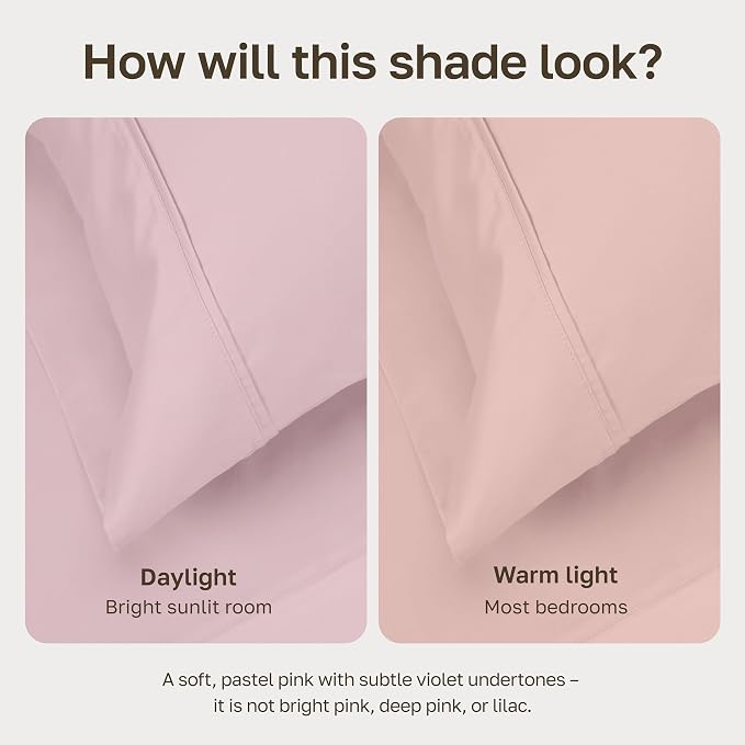 California Design Den Soft 100% Cotton Sateen King-Size Duvet Covers, Pink | Duvet Cover Only, Comforter Not Included, Backed by Good Housekeeping Seal, Button Closure & Corner Ties