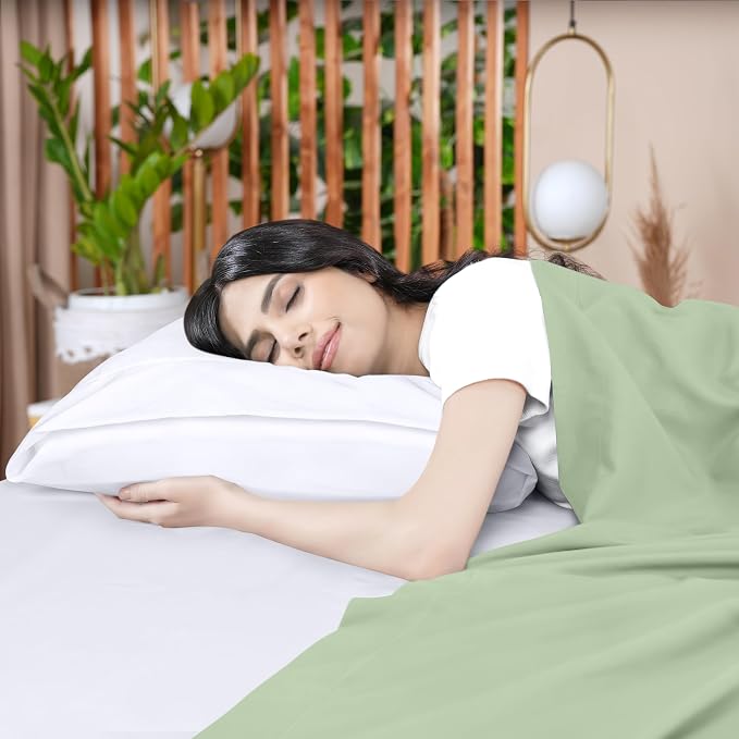 King Size Flat Sheet Only, Ultra Soft & Breathable Hotel Sheets, Sage | Hotel Bedding, Cooling Comfort, Smooth Feel, Wrinkle & Fade Resistant, Easy Care, Long-Lasting, Machine Washable, OEKO-TEX