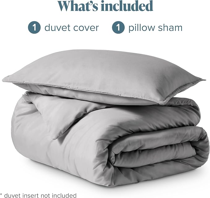Bare Home Duvet Cover Set 1800 Ultra-Soft (Twin/Twin XL, Light Grey) | Lightweight, Cooling, Breathable, Premium 1800 Ultra-Soft, All-Season