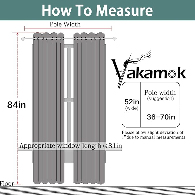 Yakamok Cream 100% Blackout Curtains 84 Inches Long for Bedroom 52" Wide | Blackout Curtain Panels for Bedroom, 2 Thick Layers Grommet Top Thermal Insulated Drapes with Black Liner for Living Room