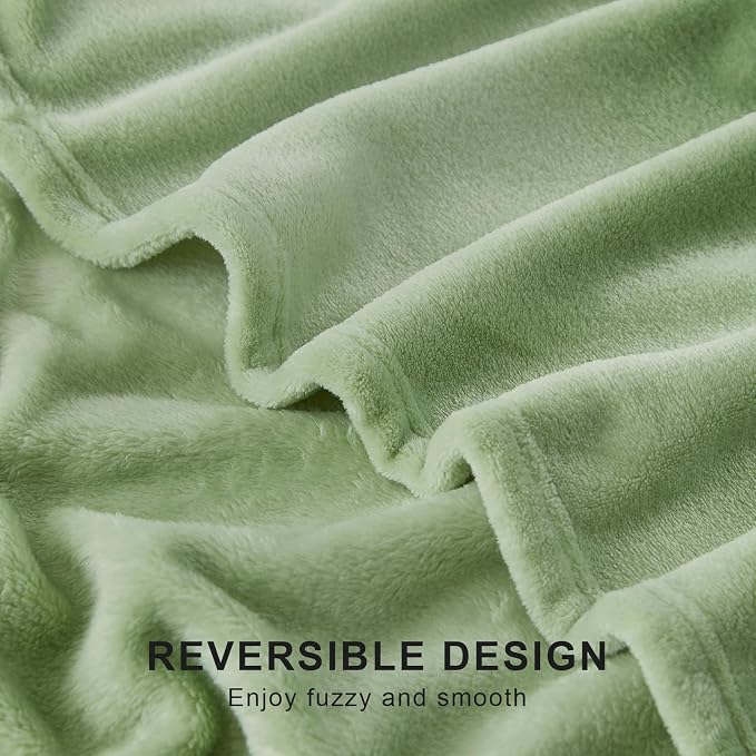 Hansleep Queen Sage Green Fleece Blanket, Soft Flannel Bed Blanket | Fuzzy Cozy Blanket 90x90 Inches, Multi-use for Bed, Sofa, Couch, Travel, Camping, All Season Warm Lightweight Cover