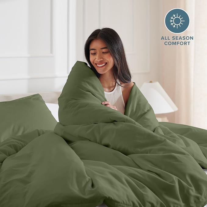 Bare Home Duvet Cover Set 1800 Ultra-Soft (King, Cypress) | Lightweight, Cooling, Breathable, Premium 1800 Ultra-Soft, All-Season
