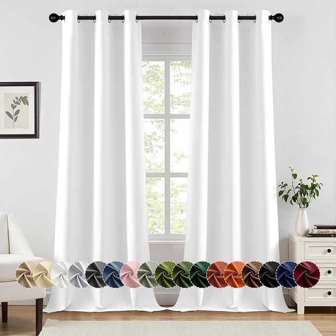MIULEE Blackout Curtains for Bedroom 2 Panels 40 x 90 Inch Long Pure White | Thermal Insulated, Living Room Darkening Grommet Drapes, Noise Reducing, Light Blocking Window Treatments