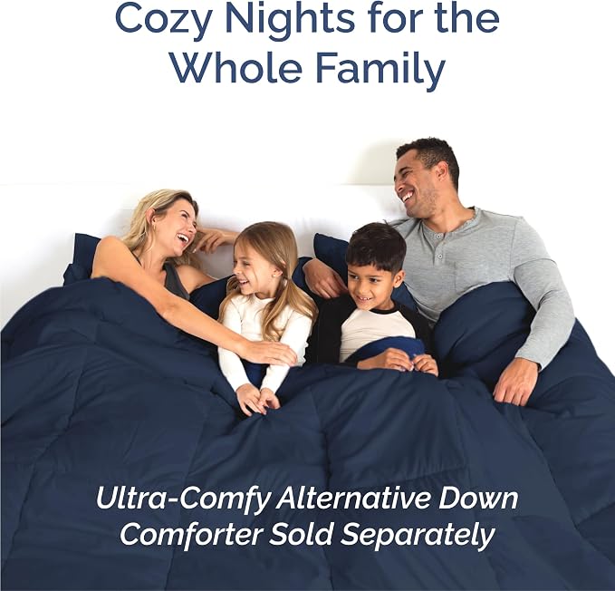 Split King 7 Piece Bed Sheet Set - Comfy, Breathable & Cooling - Navy Blue | Ultra-Soft Hotel Luxury Bedding Set w/ 8-16 Inch Deep Pockets, 1 Flat & 2 Fitted Sheet & 4 Pillowcases, Wrinkle & Fade Free