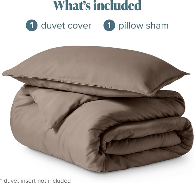 Bare Home Duvet Cover Set 1800 Ultra-Soft (Twin/Twin XL, Taupe) | Lightweight, Cooling, Breathable, Premium 1800 Ultra-Soft, All-Season