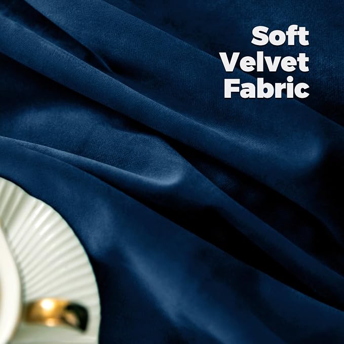 BGment Blue Velvet Blackout Curtains 96 Inches for Living Room, 2 Panels | Thermal Insulated Panels for Bedroom, Room Darkening, Noise Reducing, Energy Saving, Luxury, Back Tab Rod Pocket, 52x96 Inch