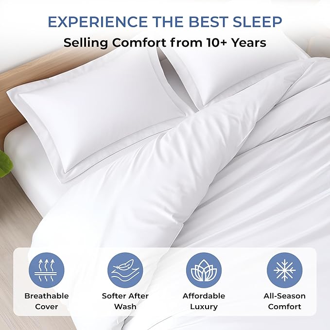 3 Pc Duvet Cover King Size Set-100% Egyptian Cotton Ultra Soft Premium Durable Comforter Cover Zipper Closure & Corner Ties - (White, 104" X 94")