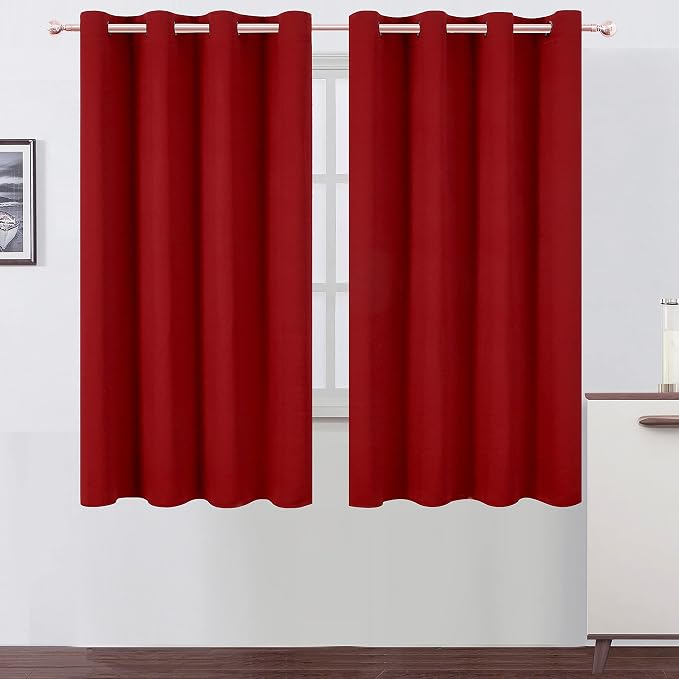 Red Blackout Curtains/52 x 63 Inch/Set of 2 Panels Room Darkening Curtains Thermal Insulated Living Room Curtains