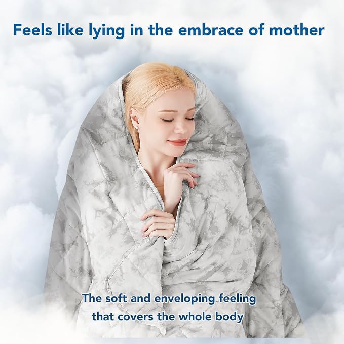 Weighted Blanket for Adults (15 lbs, 60" x 80") Queen Size Soft Cooling Heavy Blanket Sleeping, Apply to 130-160 lbs Body, Thick Breathable Blanket with Glass Bead, Easy Care