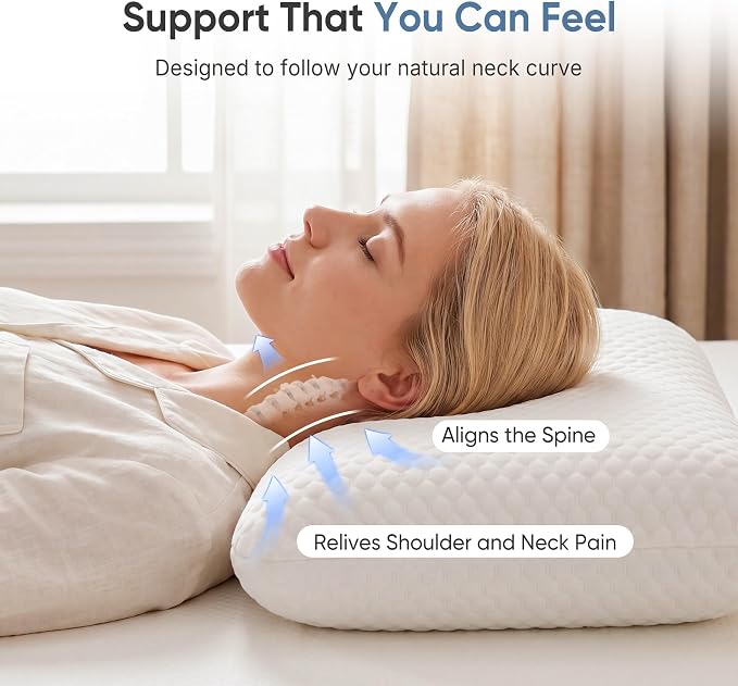 Sweetcrispy Cooling Gel Memory Foam Pillows for Sleeping, Back and Side Sleeper Support, Standard Size and Medium Firm, Bed Pillows for Adults with Washable Cover and Breathable Mesh – 2 Pack, White