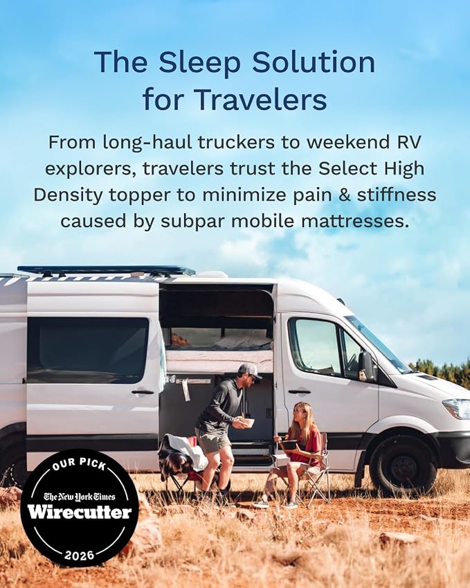 ViscoSoft 3 Inch Memory Foam Mattress Topper Short King - Select High Density Ventilated RV Camper Mattress Pad - Premium Removable Rayon Cover