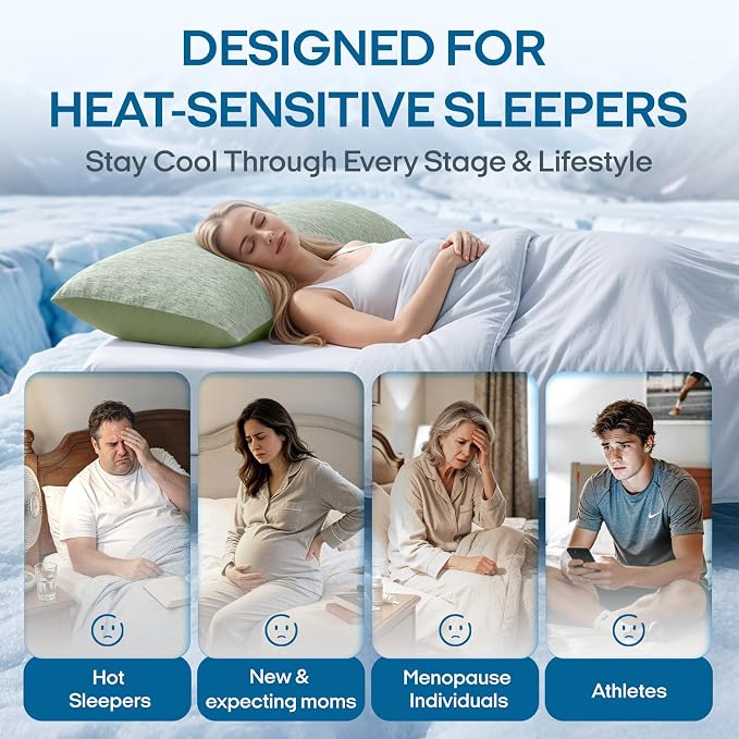 ZonLi Cooling Body Pillowcase for Hot Sleepers, Breathable Body Pillow Cover, Double-Sided Cooling Fabric, Soft Silky Touch, Ideal for Night Sweats, 20 x 54 Inch, Green