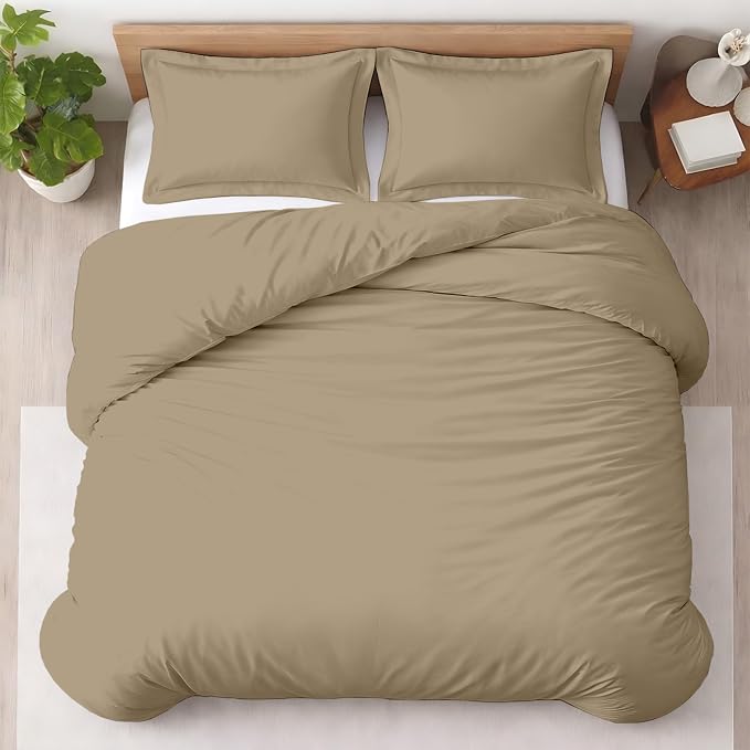 Kotton Culture 3 Pc 120" x 98" Duvet Cover Set Oversized King 100% Egyptian Cotton - 600 TC Comforter Cover, Zipper Closure & Corner Ties - Fits Large King Inserts - Taupe