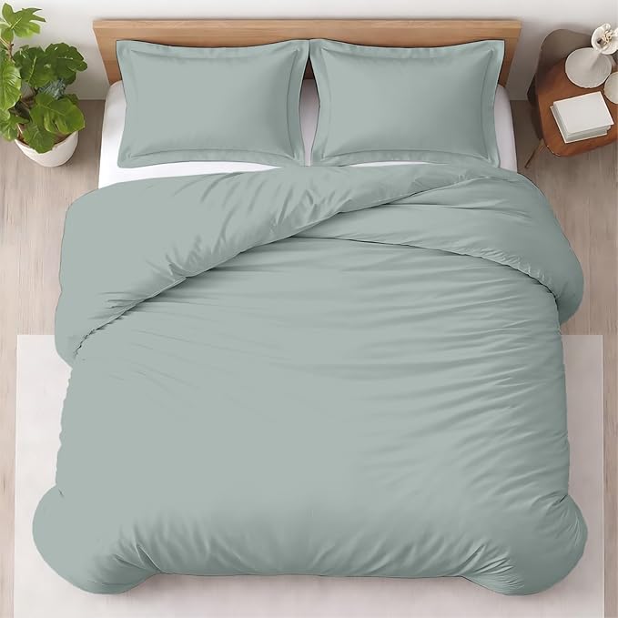 Custom Duvet Cover 100% Egyptian Cotton 600 Thread Count Ultra Soft Breathable Durable Customizable Comforter Cover(Desired Dimensions) Zipper Closure & 7Internal Ties Aqua Green