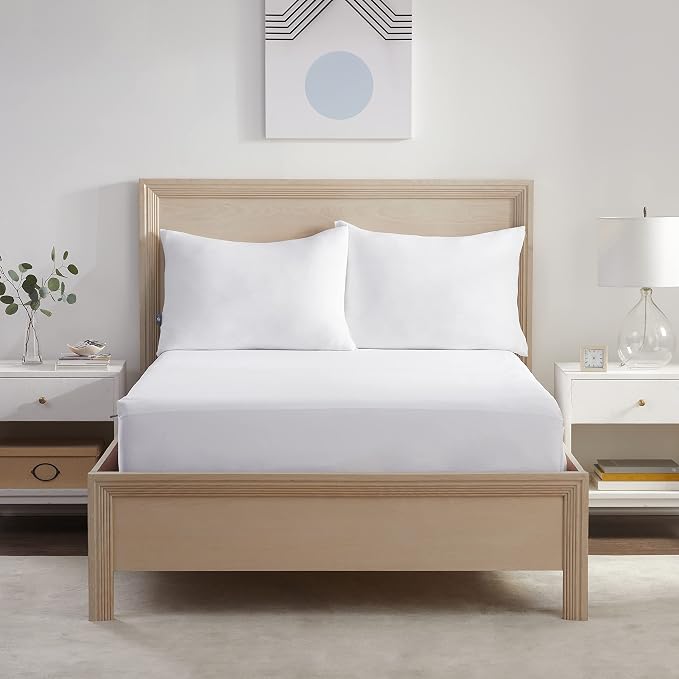 Serta Power Chill Waterproof Mattress Cover, Soft and Breathable Cooling Mattress Protector, 15" Elastic Deep Pocket for Secure Fit, Twin XL, White | Waterproof cooling protector with breathable fabric and a secure 15-inch deep pocket, machine washable...