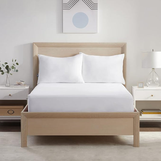 Serta Power Chill Cooling Waterproof Mattress Protector, Twin | Waterproof cooling protector with breathable fabric and a secure 15-inch deep pocket, machine washable for easy care