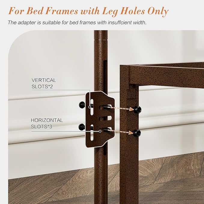 Victorian Metal Queen Size Headboard, Adjustable Height, Brown | Sturdy Steel Queen Head Board Only for Bedroom, Bed Frame Brackets Adapter, Farmhouse Vintage Style, Easy Assembly