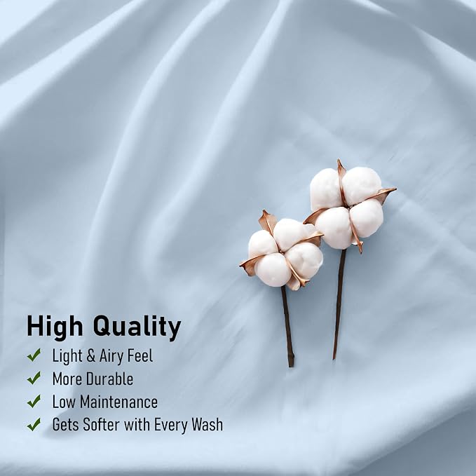 RUVANTI 100% Cotton Percale Sheets California King Size, Baby Blue | Crisp Cooling for Hot Sleepers, Deep Pocket 14", Soft Breathable & Durable, Hotel-Style 4 Piece Set